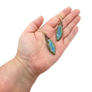 Earrings - Large Leaf Drops in Earth by Dandy Jewelry
