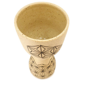 Cup - Bright Eyed Party Girl Goblet (Black Asanoha) by Jennifer Fujimoto