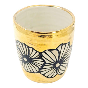 Vessel - Floral Tumbler or Vase with 22k Gold Solid Background (B) by Hsieh Clay SF