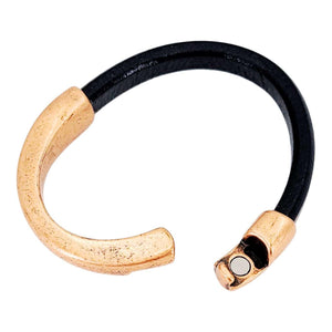 Bracelet - Black Leather Breakaway (Assorted Metals) by Diana Kauffman Designs