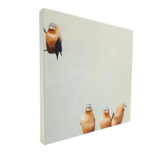Wall Art - Fictional Finch Group on 10in x 10in Wood Panel by The Mincing Mockingbird