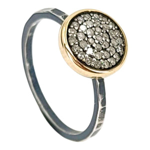 Ring - Size 5, 8 - 10mm Pave Diamond Hammered Band (14k Gold, Sterling Silver, Diamond) by 314 Studio