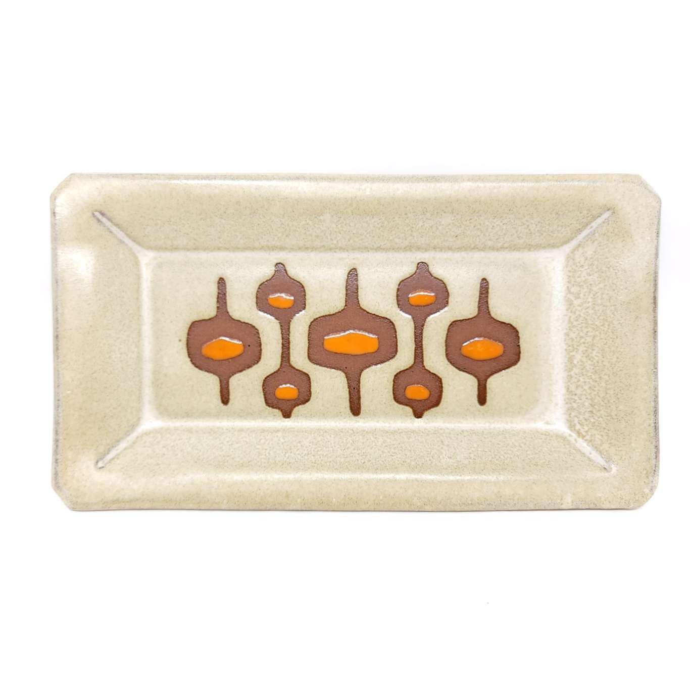 Tray - Mid-Century Modern in Sand and Orange by Fern Street Pottery