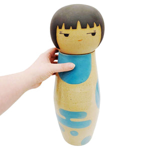 Kokeshi Jar - XXL - Side Eye Turquoise (OOAK) by Jennifer Fujimoto Collection