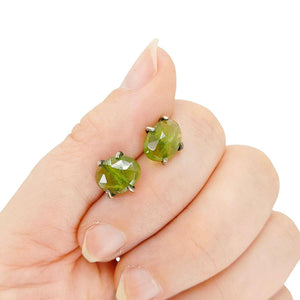 Earrings - Celeste Studs (Vesuvianite) by Three Flames Silverworks