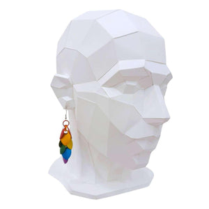 Earrings - Long Feather Cascade (Rainbow) by Rebeca Mojica