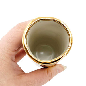 Vase - 6in Floral Cylinder with 22k Gold Solid Background (D) by Hsieh Clay SF