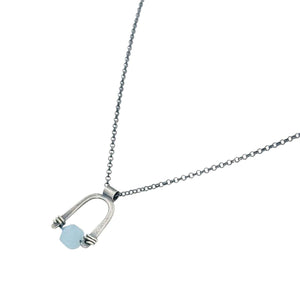 Necklace - Arc Pendant (Aquamarine) by Three Flames Silverworks