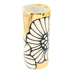 Vase - 4in Floral Cylinder with 22k Gold Solid Background (A) by Hsieh Clay SF
