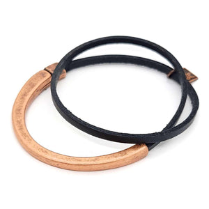 Bracelet - Skinny Breakaway in Black Leather with Silver or Copper (7in) by Diana Kauffman Designs