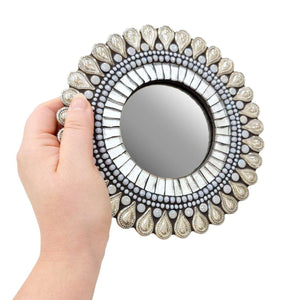 Mosaic Mirror - 7in Round (Frost Drop) by Zetamari Mosaic Artworks