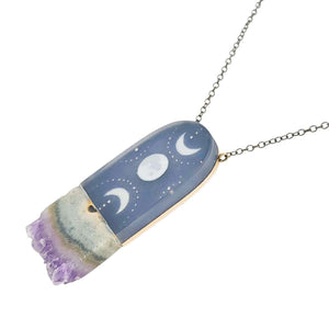 Necklace - Jasper Moons Crystal (Gunmetal) by Fernworks