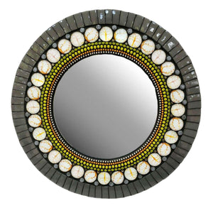 Mosaic Mirror - 13in Round (Gray) by Zetamari Mosaic Artworks