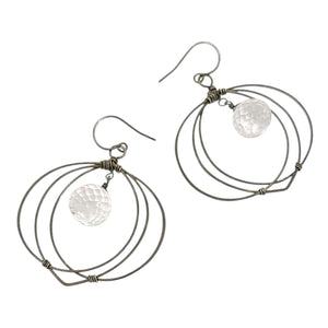 Earrings - Wide Flower Frames (Quartz) by Calliope Jewelry