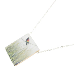 Necklace - Red Winged Blackbird (Sterling Silver) by Fernworks