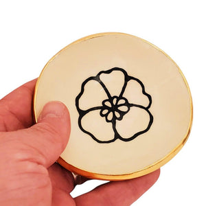 Trinket Dish - 4in Floral with 22k Gold Solid Lip (D) by Hsieh Clay SF Copy