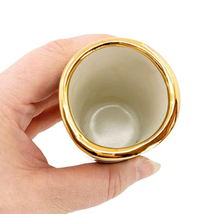 Vase - 4in Floral Cylinder with 22k Gold Solid Background (B) by Hsieh Clay SF