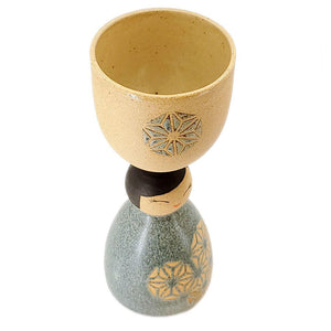 Cup - Cheerful Party Girl Goblet (Blue Asanoha) by Jennifer Fujimoto