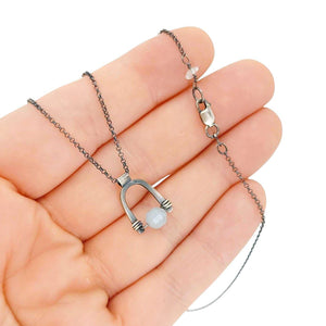 Necklace - Arc Pendant (Aquamarine) by Three Flames Silverworks