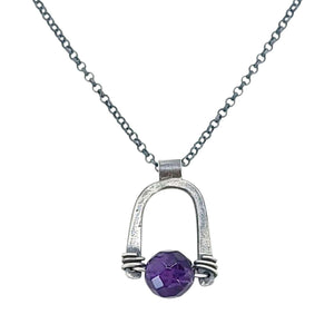 Necklace - Arc Pendant (Amethyst) by Three Flames Silverworks