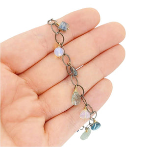Bracelet - Dainty Gemstone Drops (Opal, Kyanite, Aquamarine) by Calliope Jewelry