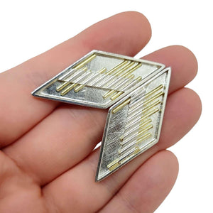 Cufflinks - Chevron in Bright Sterling Silver and 18k Yellow Gold by Dana C. Fear