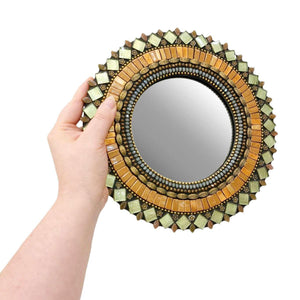 Mosaic Mirror - 10in Round (Woodland Shimmer) by Zetamari Mosaic Artworks