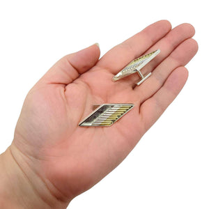 Cufflinks - Chevron in Bright Sterling Silver and 18k Yellow Gold by Dana C. Fear