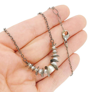 Necklace - Spaced Lilypad Arc (Pearl) by Calliope Jewelry