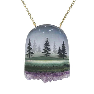 Necklace - Pines Crystal (Amethyst) by Fernworks