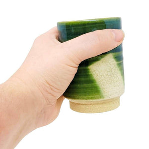 Cup - Large Green Seto-Yaki Oribe by Asemi Co.