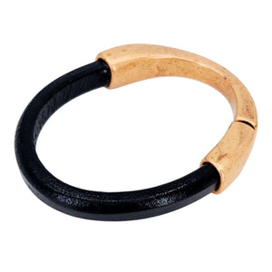 Bracelet - Black Leather Breakaway (Assorted Metals) by Diana Kauffman Designs
