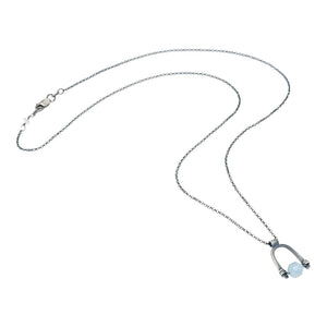 Necklace - Arc Pendant (Aquamarine) by Three Flames Silverworks