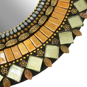 Mosaic Mirror - 10in Round (Woodland Shimmer) by Zetamari Mosaic Artworks