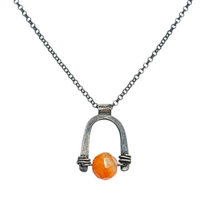 Necklace - Arc Pendant (Carnelian) by Three Flames Silverworks