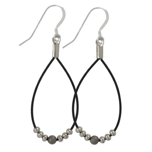 Earrings - Guitar String - Stardust Beaded Teardrops (Black) by High Strung Studios