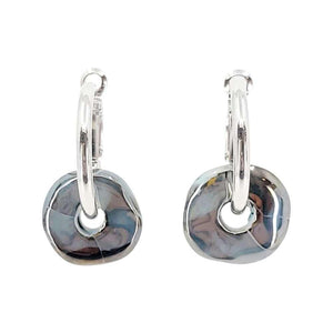 Earrings - Ceramic Ring Hoops (Black Sea) by Diana Kauffman