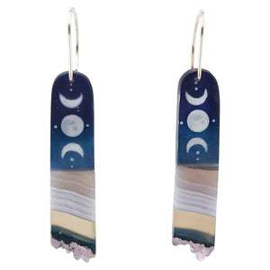 Earrings - Crystal Moons Drops by Fernworks