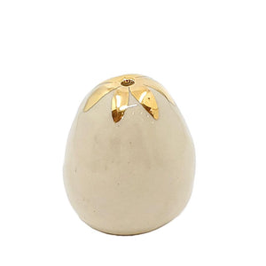 Figurine - Lucky Potato Bud Vase (Single Hole, Orange Cheeks, Gold Pointed Flower) by The Pottery Parade