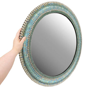 Mosaic Mirror - 30in Round (Seafoam Drop) by Zetamari Mosaic Artworks
