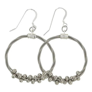 Earrings - Guitar String - Floating Melody Beaded Twisted Circles (Large) by High Strung Studios