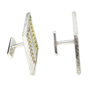 Cufflinks - Chevron in Bright Sterling Silver and 18k Yellow Gold by Dana C. Fear