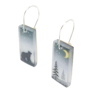 Earrings - Bear and Golden Moon Drops by Fernworks