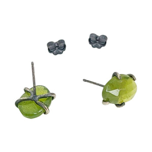 Earrings - Celeste Studs (Vesuvianite) by Three Flames Silverworks