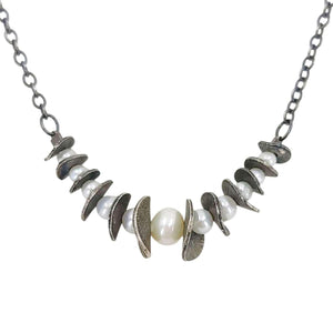 Necklace - Spaced Lilypad Arc (Pearl) by Calliope Jewelry