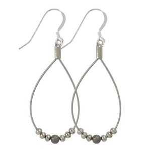 Earrings - Guitar String - Stardust Beaded Teardrops (Silver) by High Strung Studios