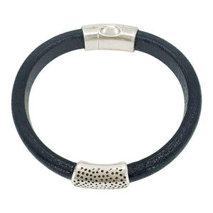Bracelet - Stingray (Black Leather, Silver) by Diana Kauffman