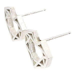 Earrings - Medium Heart Cut Shiny Sterling Posts by La Objeteria