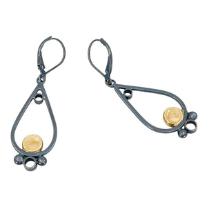 Earrings - Mixed Metal Pave Teardrop (14k Gold, Sterling Silver, Diamond) by 314 Studio