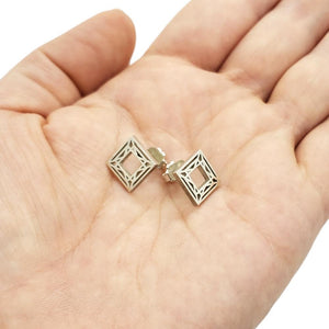 Earrings - Small Princess Cut Shiny Sterling Posts by La Objeteria